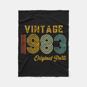 Vintage 1983 Original Parts Retro 42 Years Old Men Fleece Blanket