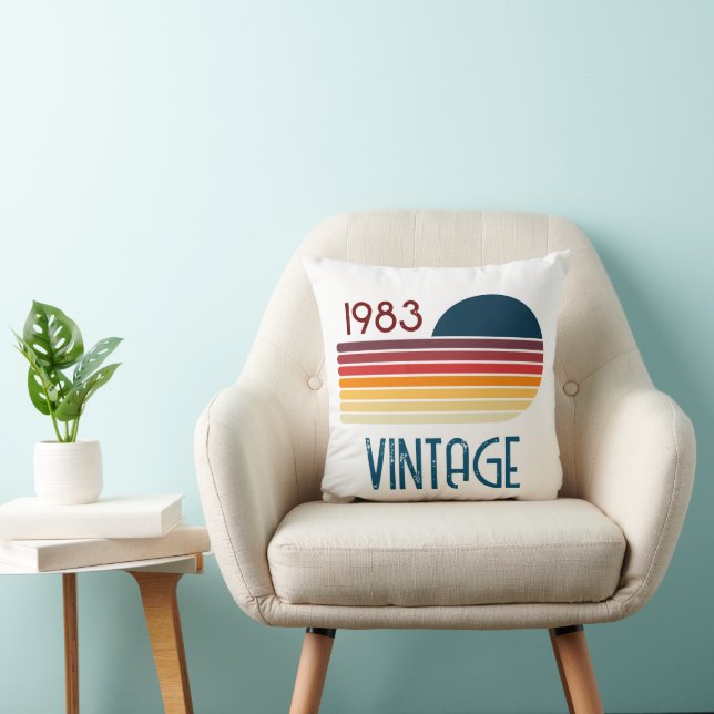 Vintage 1983 Retro Stripe Sun Cushion (Chair)