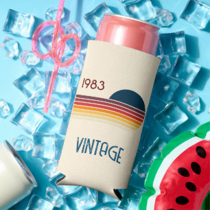 Vintage 1983 Retro Stripe Sun Seltzer Can Cooler