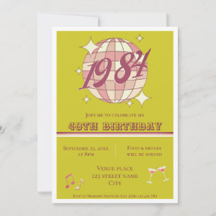 Vintage 1984 40th birthday retro party Invitation