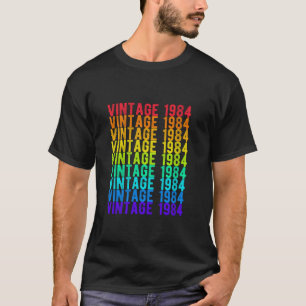 Vintage 1984 Rainbow Colourful Love Peace 40th Bir T-Shirt