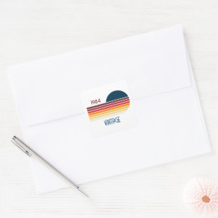 Vintage 1984 Retro Stripe Sun Square Sticker