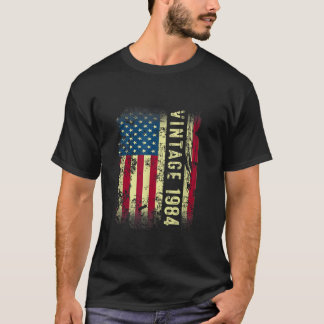 Vintage 1984 USA Flag 40th Birthday Gifts 40 Year  T-Shirt
