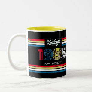 Vintage 1985 Retro Birthday Design 40th Birthday Two-Tone Coffee Mug