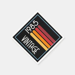 Vintage 1985 Retro Stripe Sun 40th Birthday Napkin