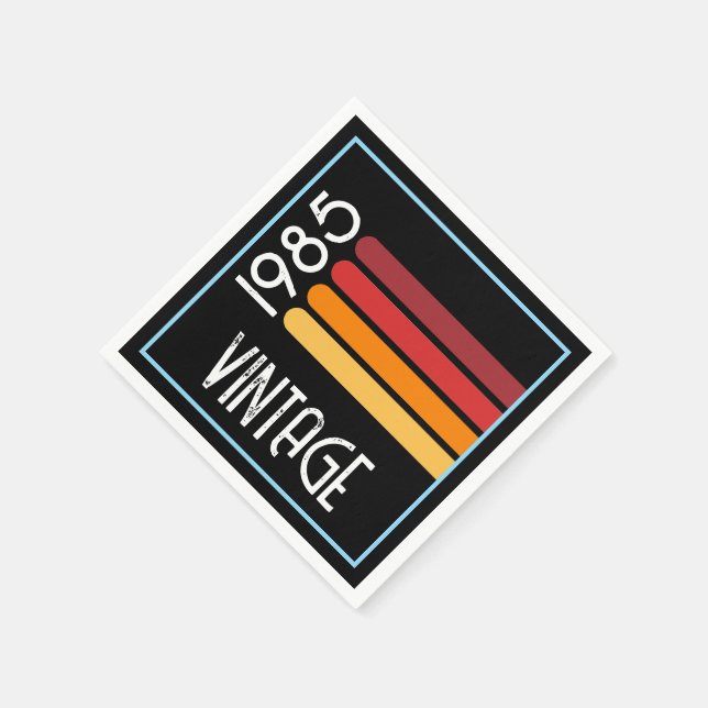 Vintage 1985 Retro Stripe Sun 40th Birthday Napkin (Corner)