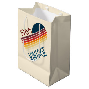 Vintage 1985 Retro Stripe Sun Medium Gift Bag