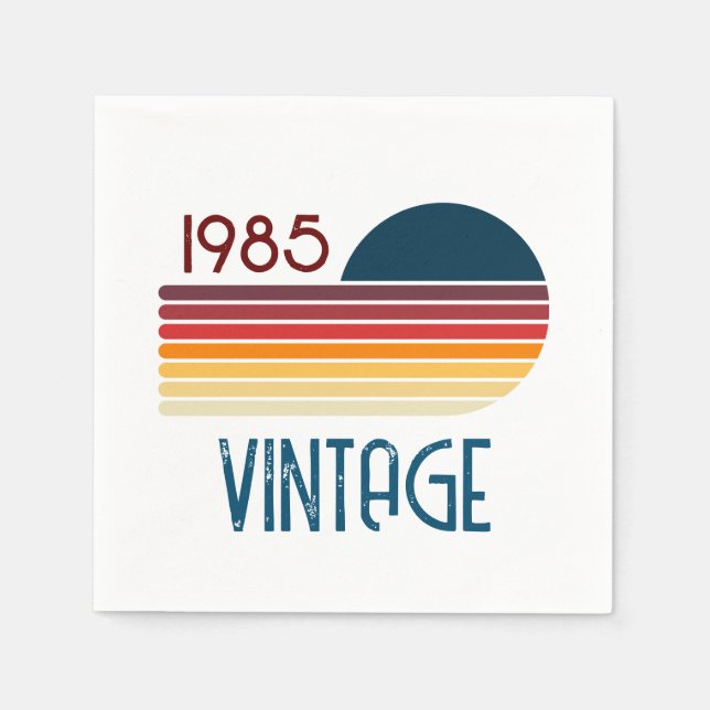 Vintage 1985 Retro Stripe Sun Napkin (Front)
