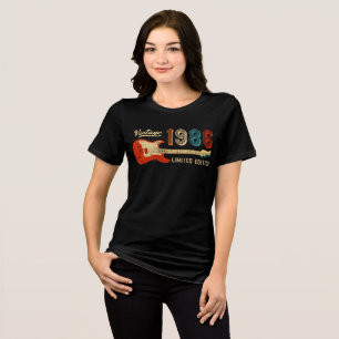Vintage 1986 40th Birthday Electric Guitar Bassist Tri-Blend Shirt