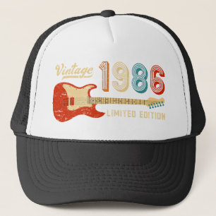Vintage 1986 40th Birthday Electric Guitar Bassist Trucker Hat