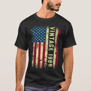 Vintage 1986 American Flag 37 Year Old 37th Birth T-Shirt