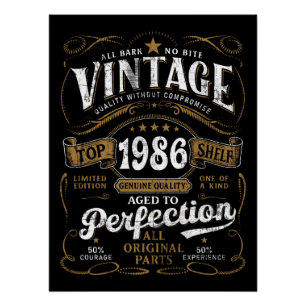 Vintage 1986 Birthday Aged To Perfection 40th Bday Poster