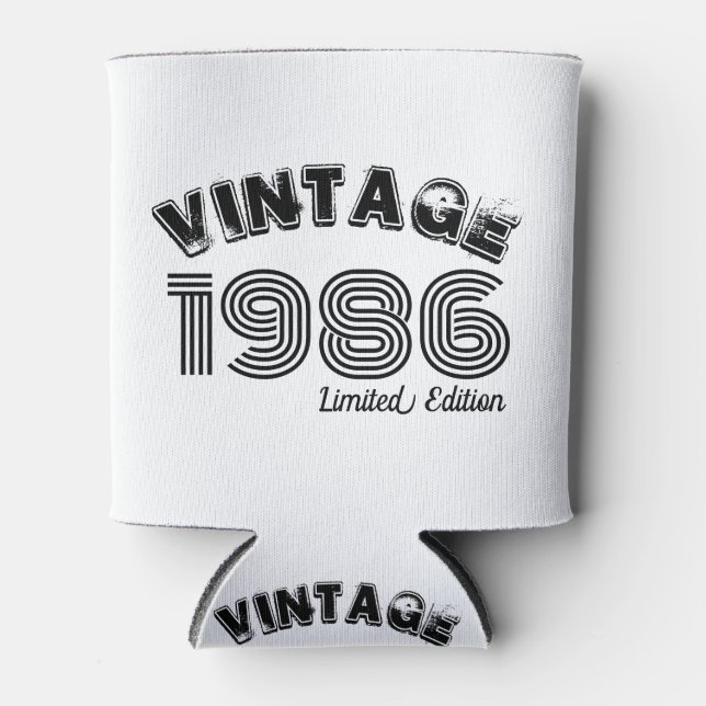 Vintage 1986 Custom 40th Birthday Can Cooler (Front)