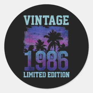 Vintage 1986 Limited Edition 40th Birthday 40 Year Classic Round Sticker