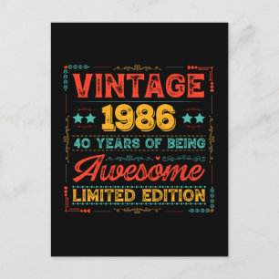 Vintage 1986 Made in 1986 40th Birthday 40 Years  Postcard