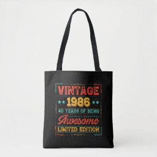 Vintage 1986 Made in 1986 40th Birthday 40 Years  Tote Bag
