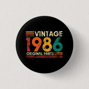 Vintage 1986 Original Parts 40th Birthday 3 Cm Round Badge