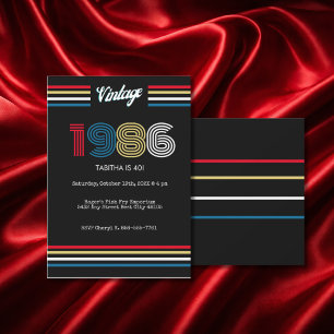 Vintage 1986 Retro 40th Birthday Party Invitation