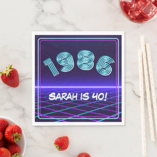 Vintage 1986 Retro & Lasers 40th Birthday Paper Napkin