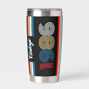 Vintage 1986 Retro Stripe 40th Birthday Favor Insulated Tumbler