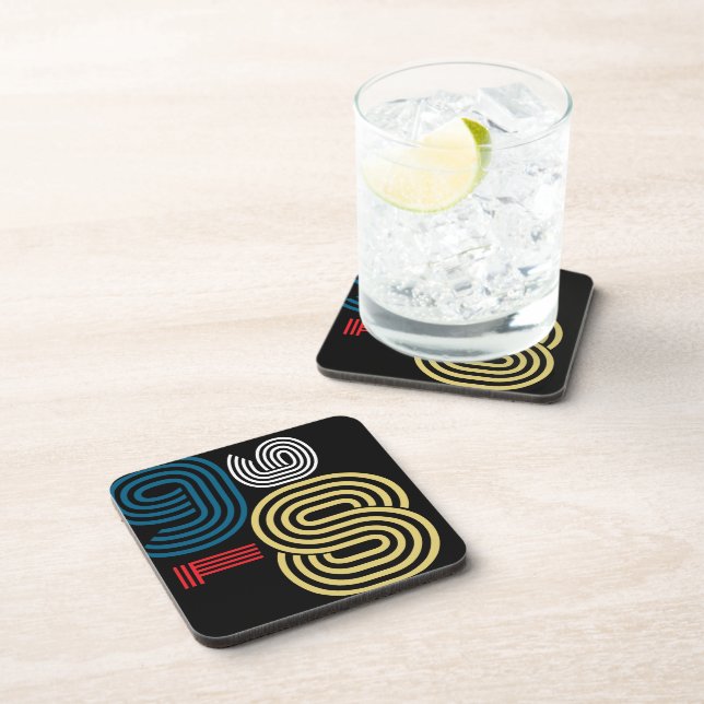 Vintage 1986 Retro Stripe Abstract 40th Birthday  Coaster (Right Side)
