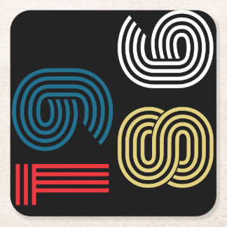 Vintage 1986 Retro Stripe Abstract 40th Birthday  Square Paper Coaster