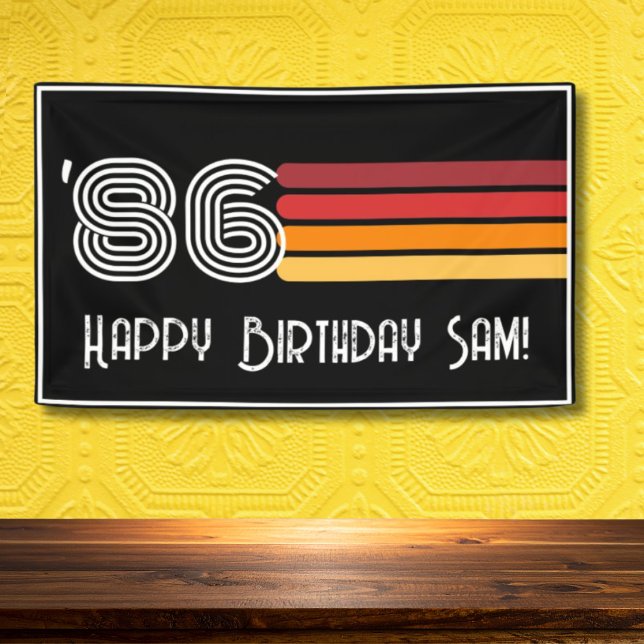 Vintage 1986 Retro Stripe Sun 40th Birthday Banner (Creator Uploaded)