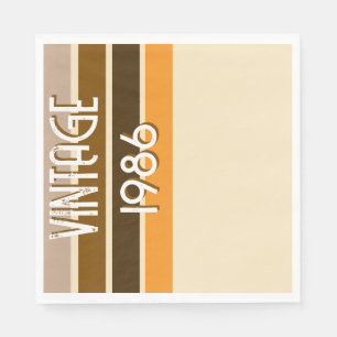 Vintage 1986 Retro Stripes Brown Tan Vintage  Napkin