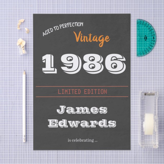 Vintage 1986 Retro Tissue Paper – 40th Birthday  (Craft)