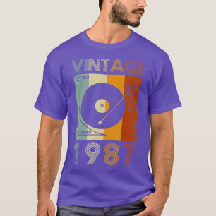 Vintage 1987 Retro Record Player Birthday Vinyl T-Shirt