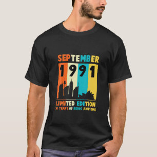 Vintage 1991 30Th Birthday September 1991 Party 30 T-Shirt