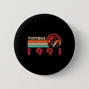 Vintage 1991 Funny 33 Years Old Boys Gamer 33th Bi 6 Cm Round Badge