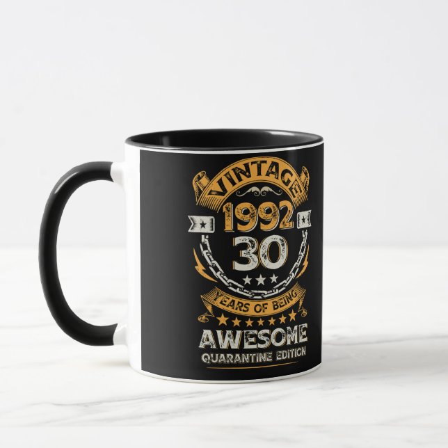 Vintage 1992 30th Birthday 30 Years Old Mug (Left)