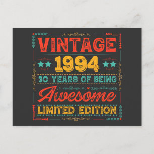 Vintage 1994 Made in 1994 30th Birthday 30 Years  Holiday Postcard