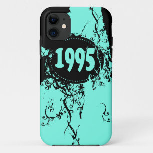 Vintage 1995 Birthday and Since (Aqua, Black) iPhone 11 Case
