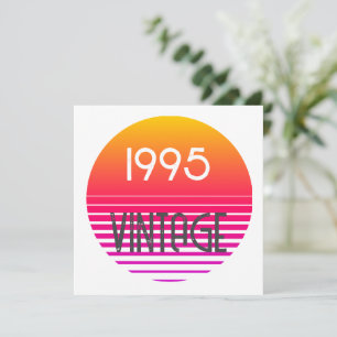 Vintage 1995 Neon Retro Stripe Sun 30th Birthday Thank You Card