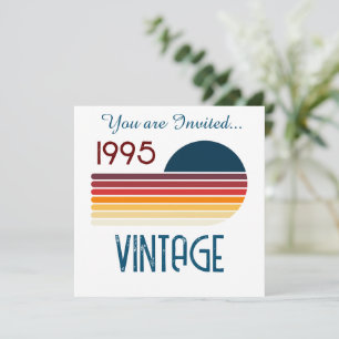 Vintage 1995 Retro Stripe Sun 30th Birthday Invitation