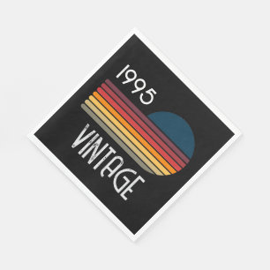 Vintage 1995 Retro Stripe Sun 30th Birthday Napkin