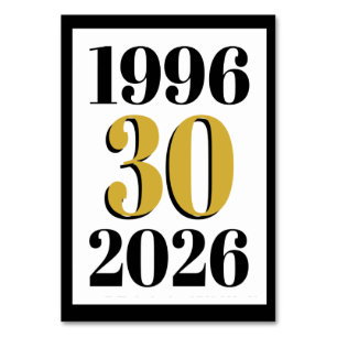 Vintage 1996 Milestone 30th Birthday Table Number