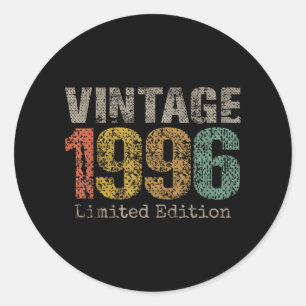 Vintage 1996 Text 30th Birthday Gift Men Women 30 Classic Round Sticker