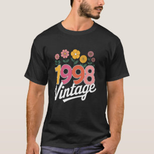 Vintage 1998 Retro Born Flowers Birthday Daughter T-Shirt