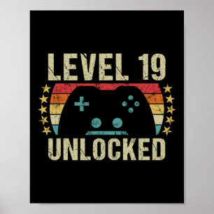 Vintage 19th Birthday Gift 19 Year Old Boy Girl Ga Poster