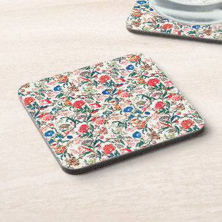 Vintage 19th century Floral Pattern Blue Green Red Coaster