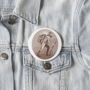 Vintage 19th Century Gold Prospector Miner Hiking 7.5 Cm Round Badge