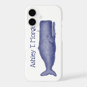 Vintage 19th Century Stylised Whale #1 N Blue