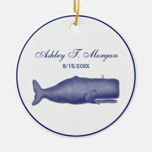 Vintage 19th Century Stylised Whale #1 N Blue Ceramic Ornament