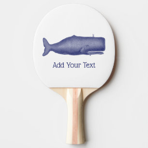 Vintage 19th Century Stylised Whale #1 N Blue Ping Pong Paddle