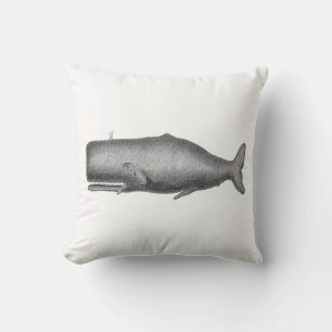 Vintage 19th Century Whale Drawing Cushion