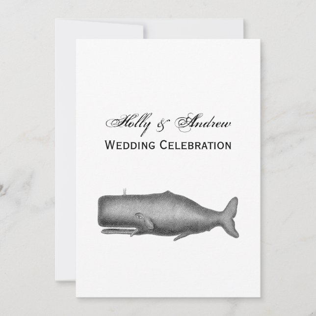 Vintage 19th Century Whale Drawing Invitation (Front)