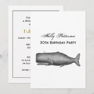Vintage 19th Century Whale Drawing Invitation